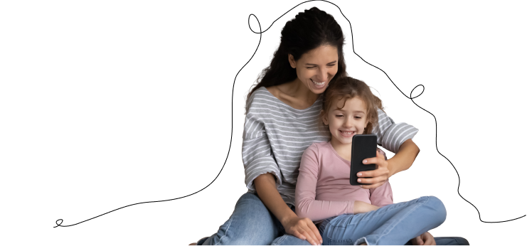 Mom and Daughter on phone